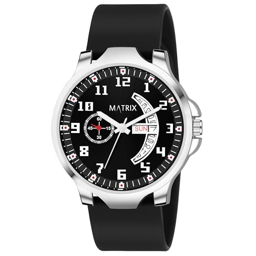 Matrix Classic 2.0 Day & Date Analog Watch with Softest Silicone Strap for Men & Boys (Black) - Image 4