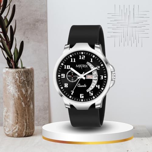 Matrix Classic 2.0 Day & Date Analog Watch with Softest Silicone Strap for Men & Boys (Black) - Image 2