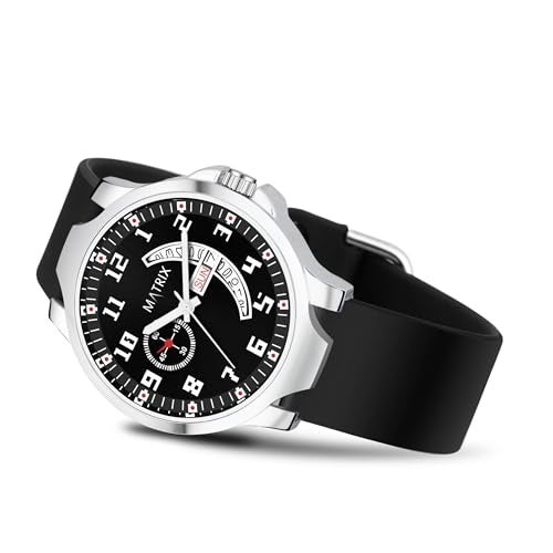 Matrix Classic 2.0 Day & Date Analog Watch with Softest Silicone Strap for Men & Boys (Black) - Image 1