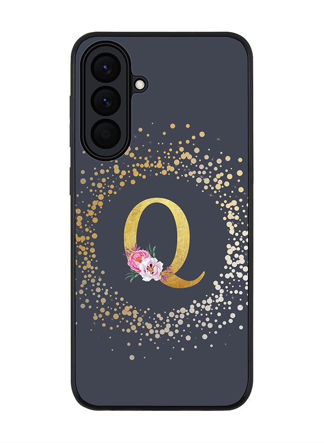 Stylizedd For Samsung Galaxy A57 Case,Slim fit Camera Protection, Shockproof Thin Phone cover  - Custom Monogram Floral - Q  (Grey ) - Image 1