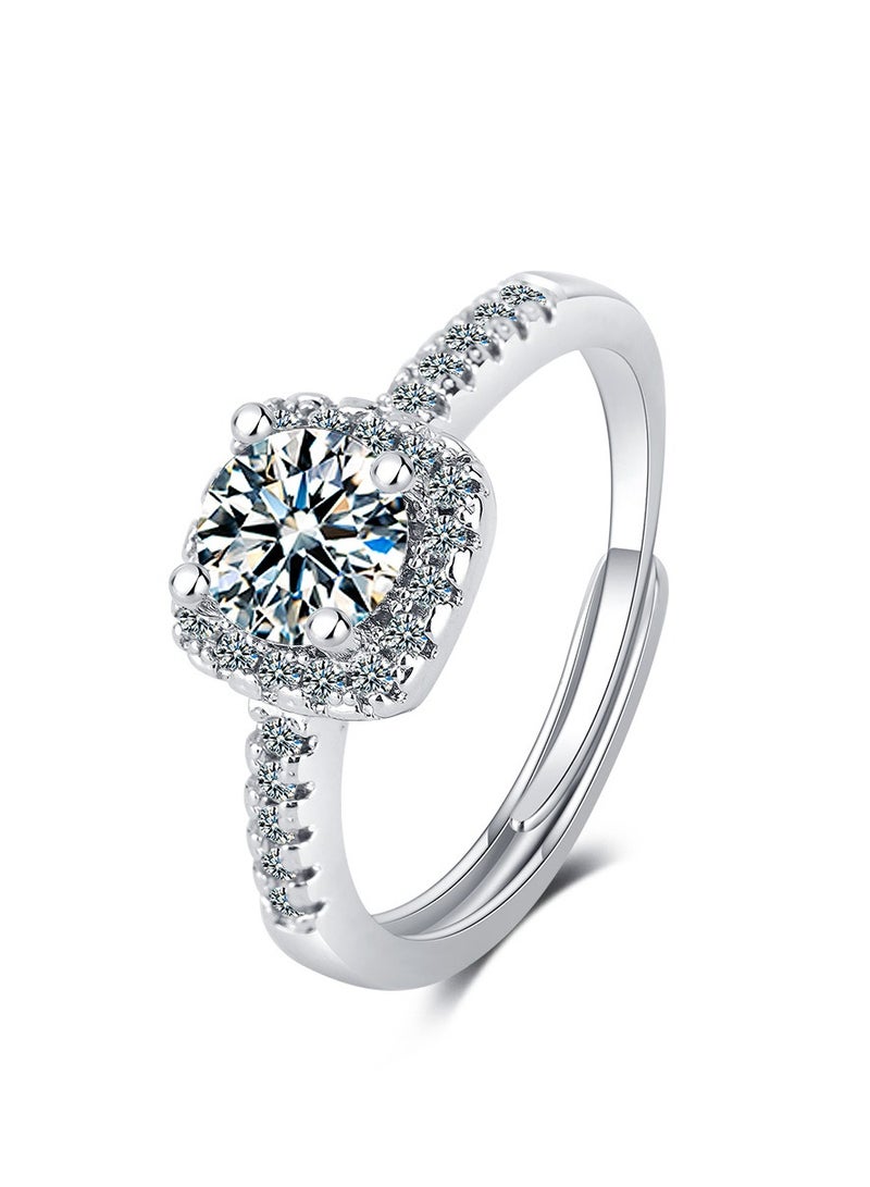 Moissanite Adjustable Engagement Ring, Promise Eternity Ring for Women,Wedding Rings,Jewelry Gift,Friendship Promise Fashion Jewelry Valentine Gifts for Women（Adjustable opening） - Image 1