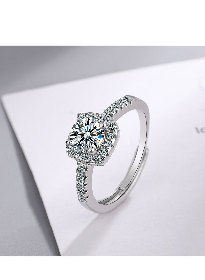 Moissanite Adjustable Engagement Ring, Promise Eternity Ring for Women,Wedding Rings,Jewelry Gift,Friendship Promise Fashion Jewelry Valentine Gifts for Women（Adjustable opening） - Image 2