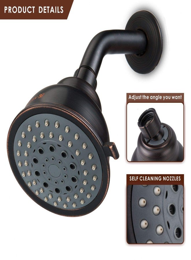 Voolan High Pressure Shower Head with Shower Arm - 5 Function Rain Shower Head - Comfortable Shower Experience Even at Low Water Flow - Oil-Rubbed Bronze - Image 4