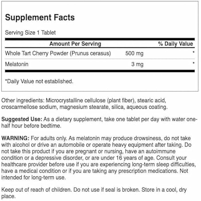 Swanson Tart Cherry & Melatonin 30 Tabs - Image 2