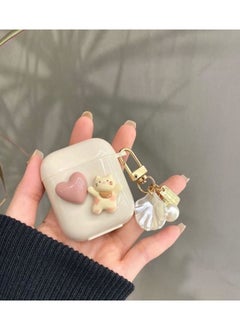 KUYING Sugar Colored 3D Teddy Bear With Chain Suitable For Apple Bluetooth Earphone Protective Case  - Image 2
