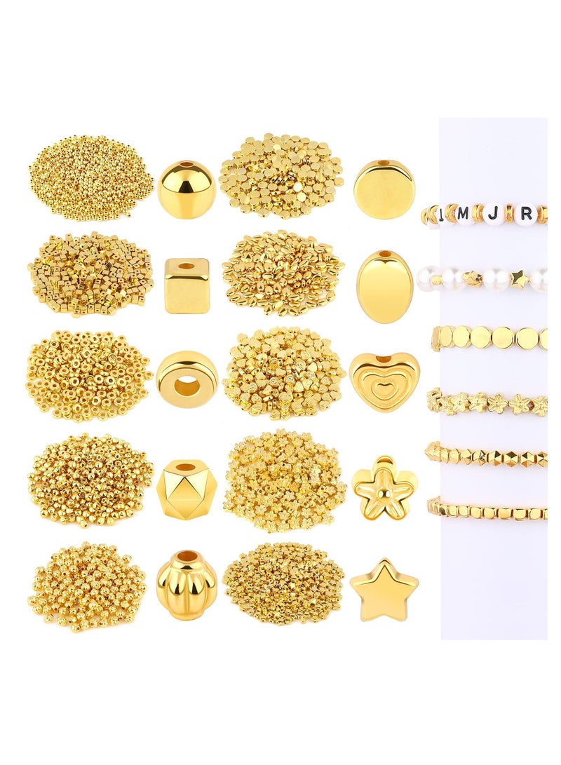 Excefore KASTWAVE Gold Spacer Beads Assorted Jewelry Making Loose Beads for DIY Bracelet Necklace Earring Craft Making (1500Pcs 10 Styles) - Image 1
