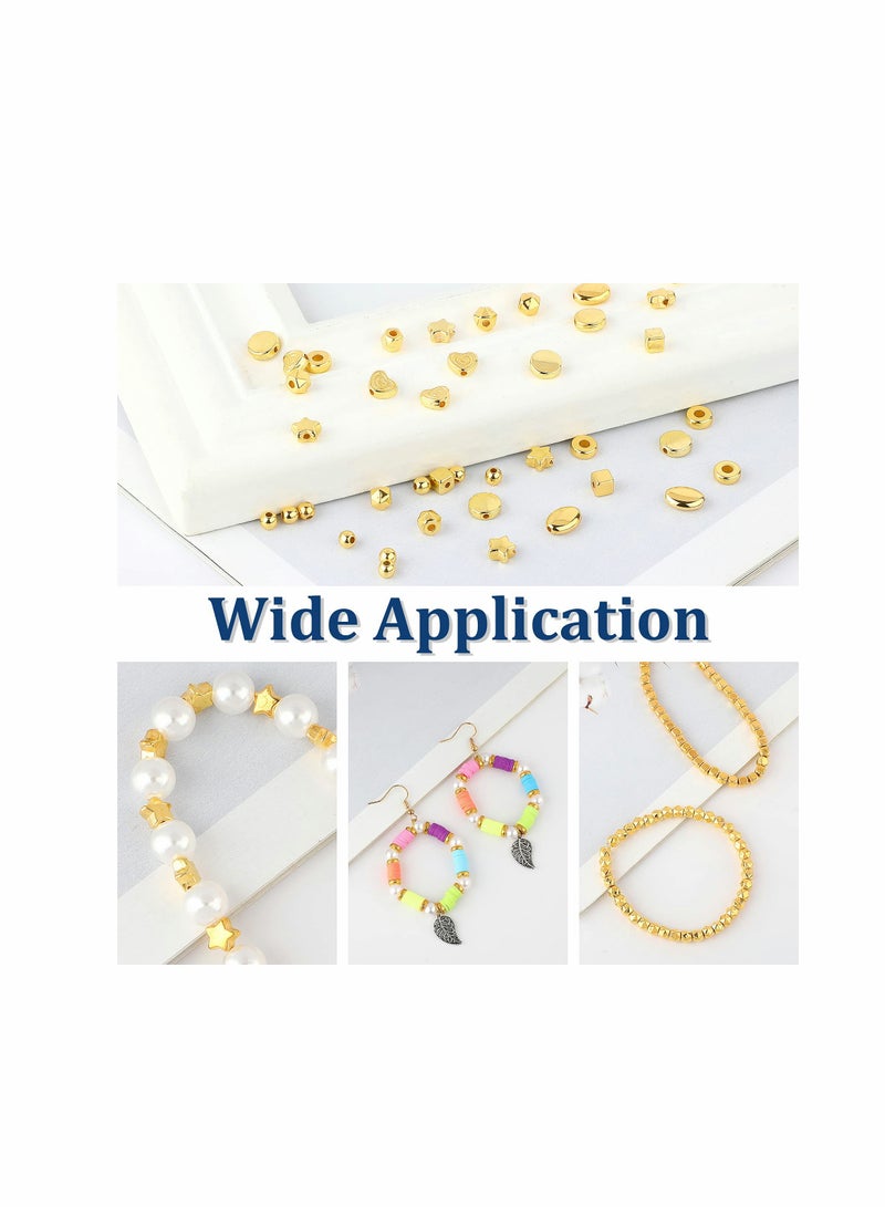 Excefore KASTWAVE Gold Spacer Beads Assorted Jewelry Making Loose Beads for DIY Bracelet Necklace Earring Craft Making (1500Pcs 10 Styles) - Image 5