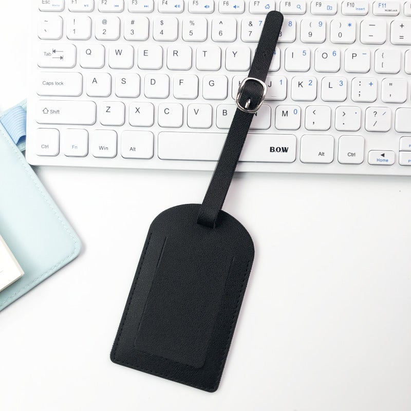 Multicolor PU Leather Luggage Tag with Strap Vertical black 
