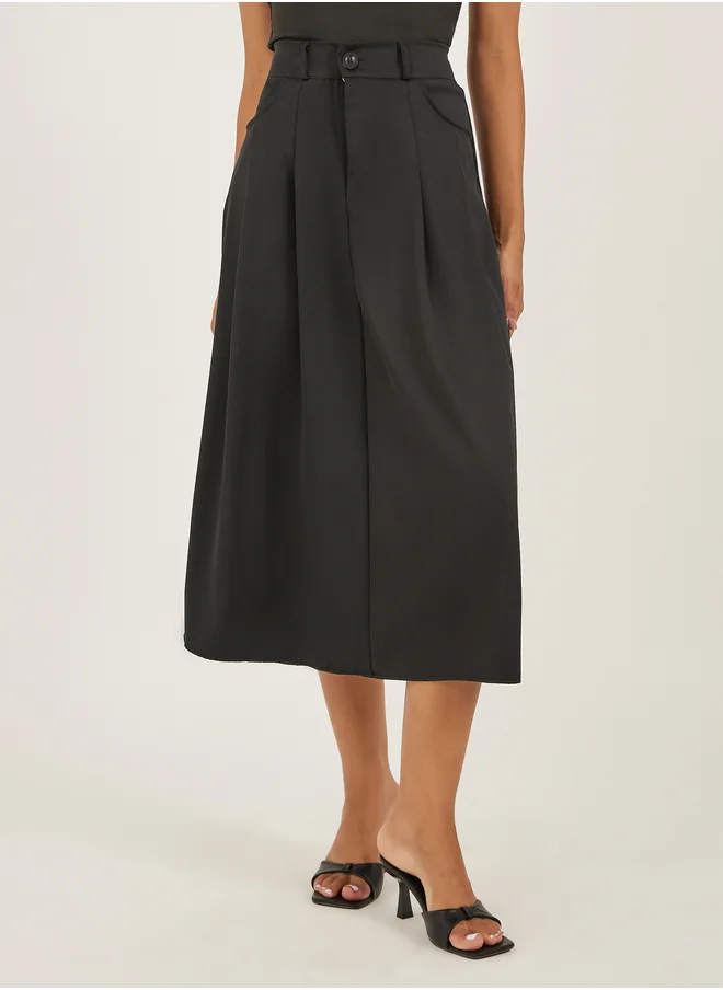ستايلي Styli Pleated Mid Rise A-Line Skirt