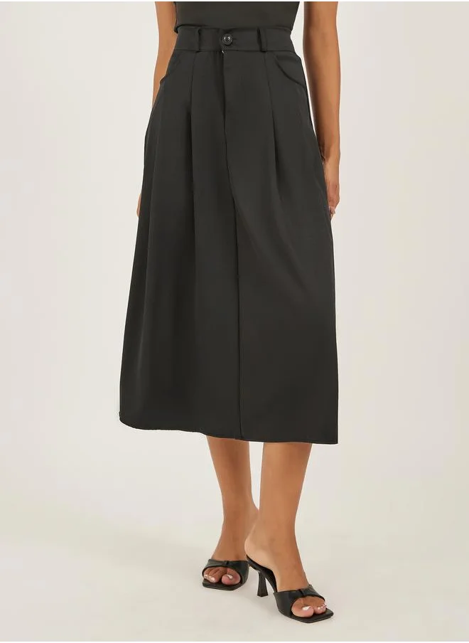 ستايلي Styli Pleated Mid Rise A-Line Skirt
