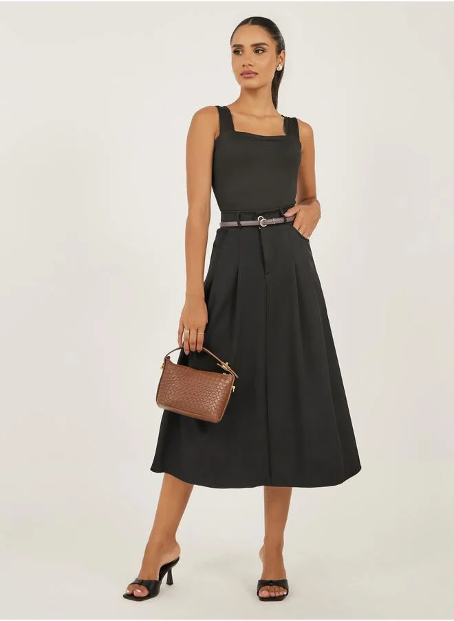 ستايلي Styli Pleated Mid Rise A-Line Skirt