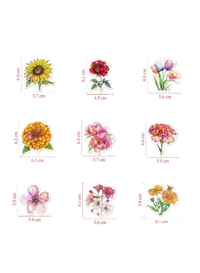 مجموعة من 100 قطعة من ملصقات الزهور، ملصقات جمالية ثلاثية الأبعاد لامعة لزجاجات المياه، ملصقات مقاومة للماء لأجهزة الكمبيوتر المحمول والهواتف ودفاتر القصاصات، هدايا زهور للبالغين والنساء والمراهقات والفتيات - Image 3