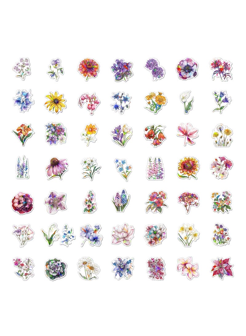 مجموعة من 100 قطعة من ملصقات الزهور، ملصقات جمالية ثلاثية الأبعاد لامعة لزجاجات المياه، ملصقات مقاومة للماء لأجهزة الكمبيوتر المحمول والهواتف ودفاتر القصاصات، هدايا زهور للبالغين والنساء والمراهقات والفتيات - Image 5