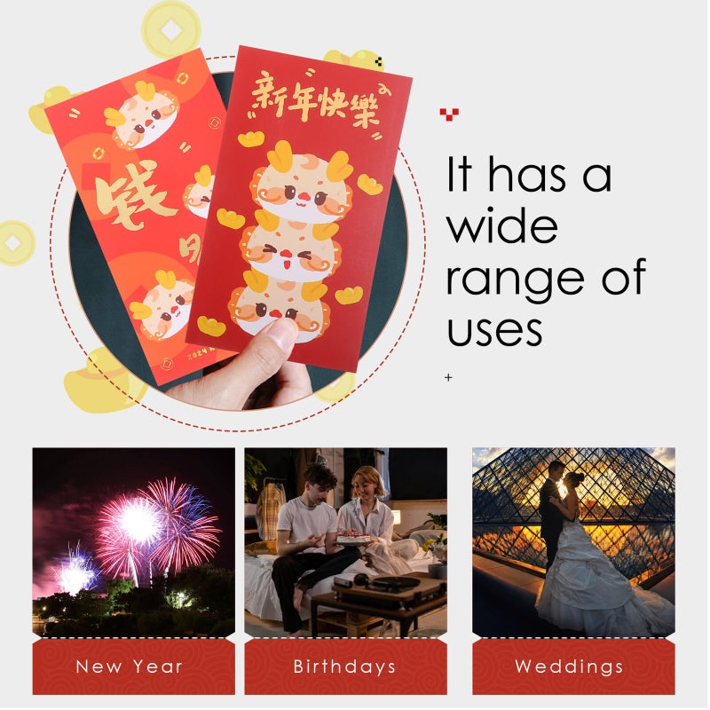 6pcs Chinese Red Envelopes Lucky Money Packets For Lunar New Year Dragon Year Celebration - Image 4