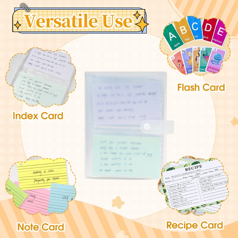 Jactales 4x6 Index Card Holder Organizer - Clear Card Binder for Flashcard, Notecard and Recipe Card Storage, 50 Sheets Plastic Sleeves Indexcard Booklet Folder, Stores Up to 200 Cards - Image 5