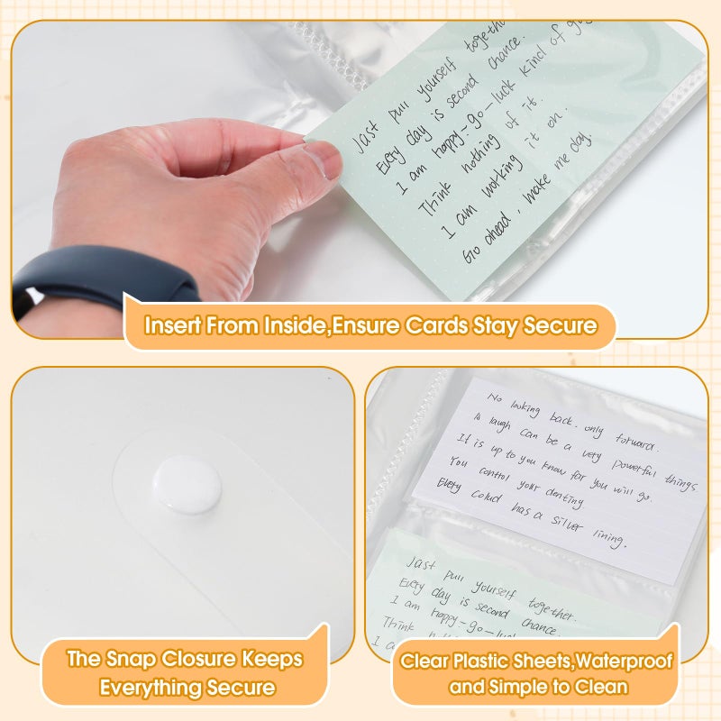 Jactales 4x6 Index Card Holder Organizer - Clear Card Binder for Flashcard, Notecard and Recipe Card Storage, 50 Sheets Plastic Sleeves Indexcard Booklet Folder, Stores Up to 200 Cards - Image 3