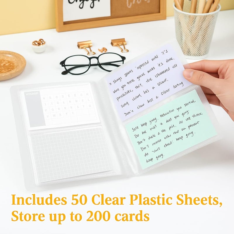 Jactales 4x6 Index Card Holder Organizer - Clear Card Binder for Flashcard, Notecard and Recipe Card Storage, 50 Sheets Plastic Sleeves Indexcard Booklet Folder, Stores Up to 200 Cards - Image 4