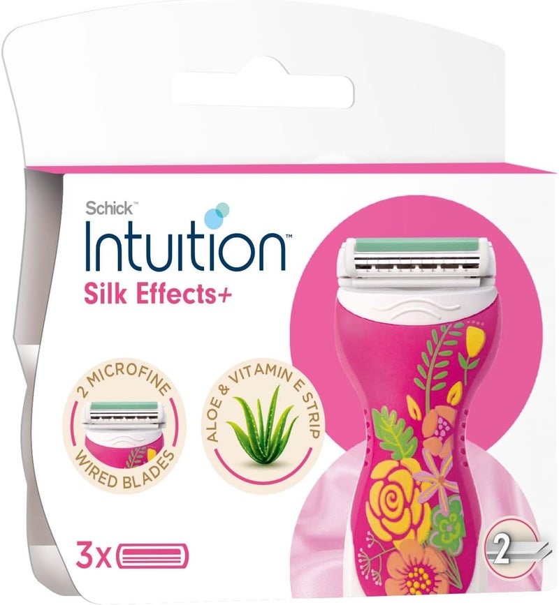 Intuition Silk Effects Women's Razor Refill Cartridges - 3 Pack with Aloe and Vitamin E - Image 1