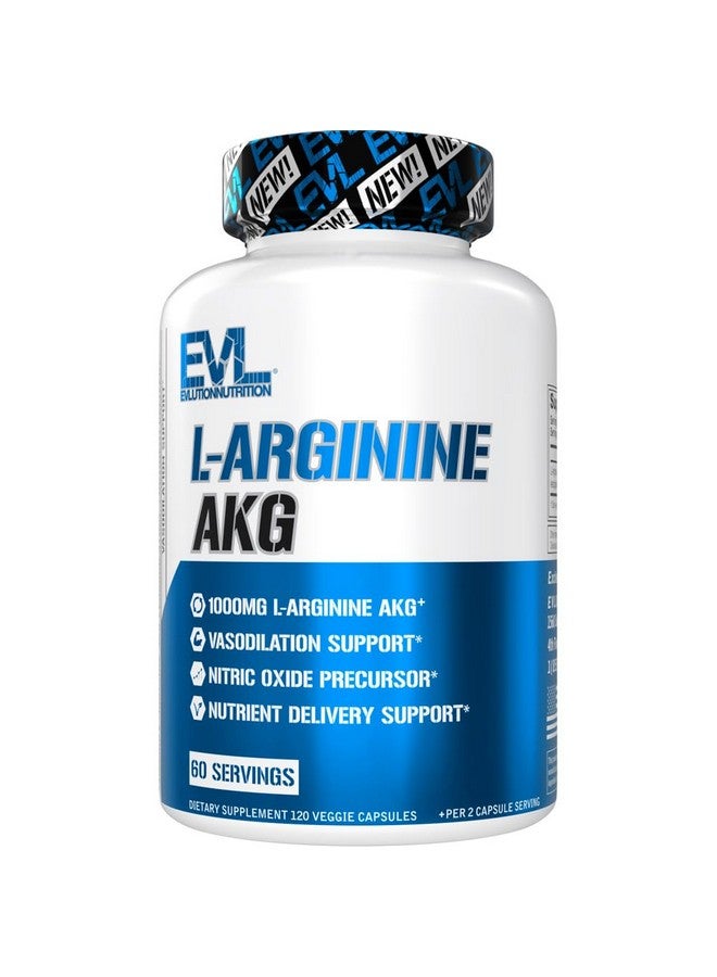 Evlution L-Arginine AKG - Vasodilation & Nutrient Delivery Support - Nitric Oxide Precursor - 1000mg L-Arginine AKG - Gluten Free & Non-GMO - Dietary Supplement - 60 Servings - 120 Veggie Capsules - Image 1