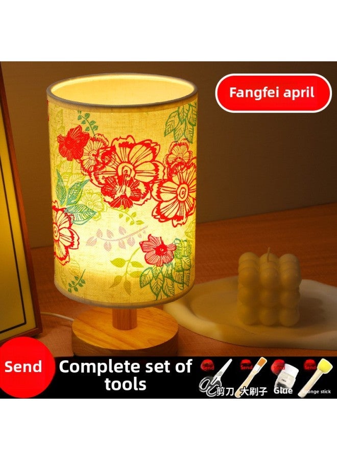 Mother's Day Gift Handmade Embossed Table Lamp DIY Material Package Dried Flower Lamp Nightlight Children's Group Building Warm-up Activities-Color:Fangfei April (full Package)  - Image 1