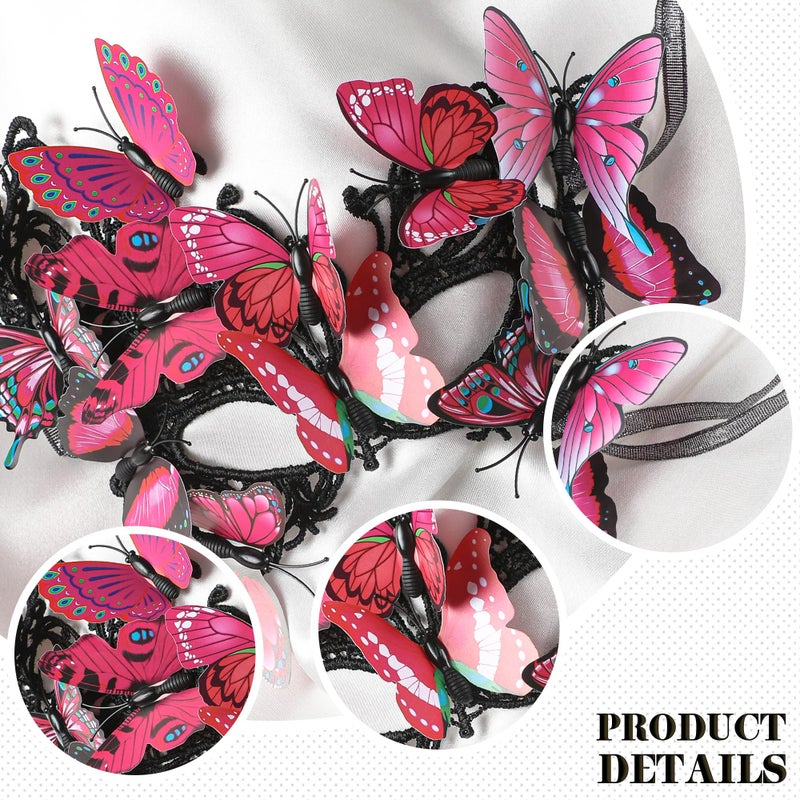 Zinniday Pink Butterfly Masquerade Mask - Renaissance Fairy MaskParty Renfaire Elf Mysterious Fantasy Mini Butterfly Eyemask for Women Lady Couples Halloween Ball Prom - Image 5