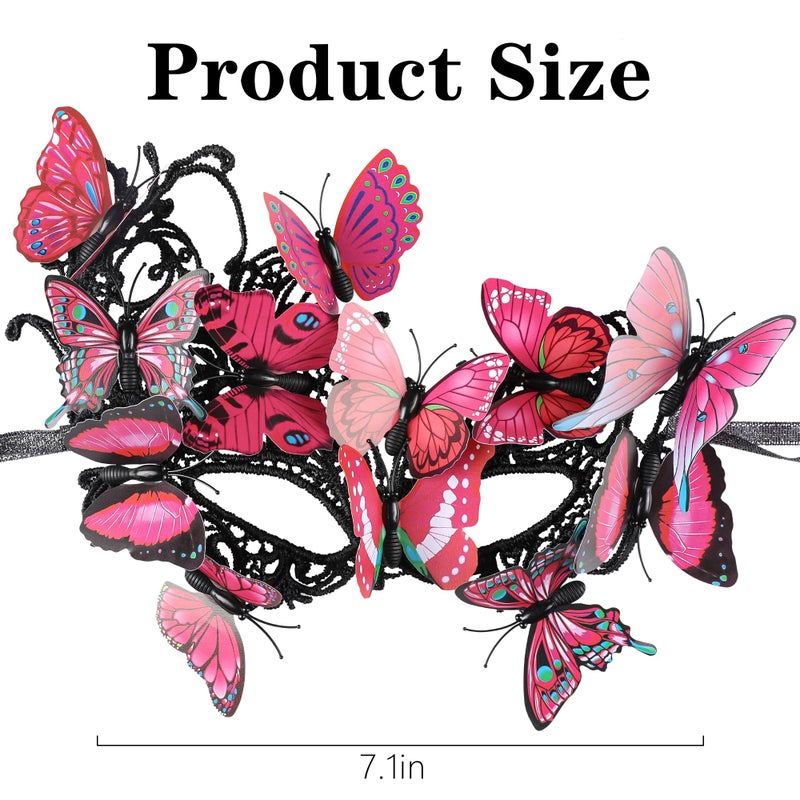 Zinniday Pink Butterfly Masquerade Mask - Renaissance Fairy MaskParty Renfaire Elf Mysterious Fantasy Mini Butterfly Eyemask for Women Lady Couples Halloween Ball Prom - Image 4