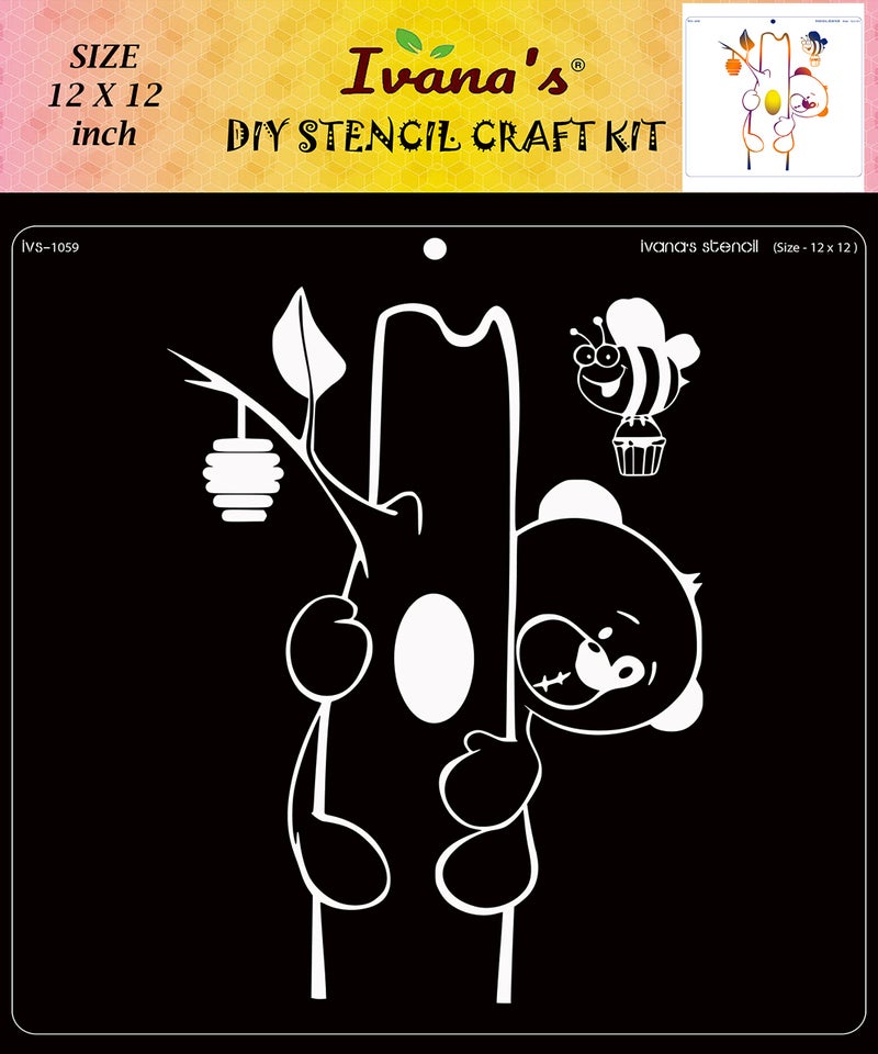 Ivana's Tree Hold Stencil for Art & Craft, Reusable DIY Decorative Stencil for Painting on Canvas, Fabric, Cloth, Paper, Glass, Furniture and Wall, Size - 12 x 12 inch, IVS-1059 - Image 1