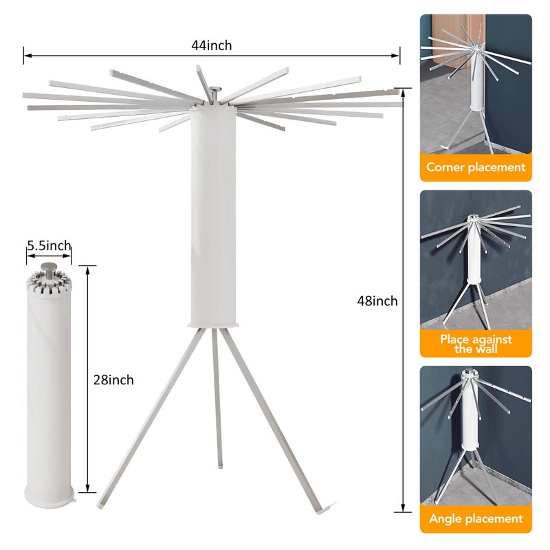 LIENAHU Clothes Drying Rack,Drying Rack Clothing,Laundry Drying Rack,Floor Standing,16 Aluminium Poles,Collapsible,Retractable,Foldable,Folding Laundry Rack - Image 3