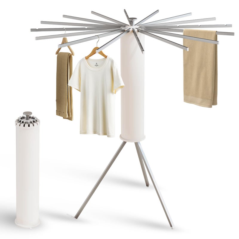 LIENAHU Clothes Drying Rack,Drying Rack Clothing,Laundry Drying Rack,Floor Standing,16 Aluminium Poles,Collapsible,Retractable,Foldable,Folding Laundry Rack - Image 1