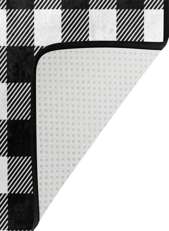 Pfrewn Checkered Plaid Doormat Non Slip Washable Buffalo Black White Plaid Welcome Indoor Outdoor Entrance Bathroom Floor Mats Christmas Home Decor, 23.6 x 15.7 inch - Image 3
