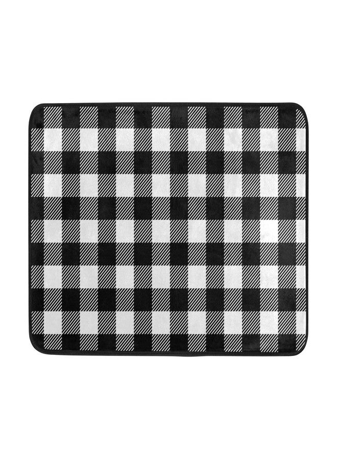 Pfrewn Checkered Plaid Doormat Non Slip Washable Buffalo Black White Plaid Welcome Indoor Outdoor Entrance Bathroom Floor Mats Christmas Home Decor, 23.6 x 15.7 inch - Image 1
