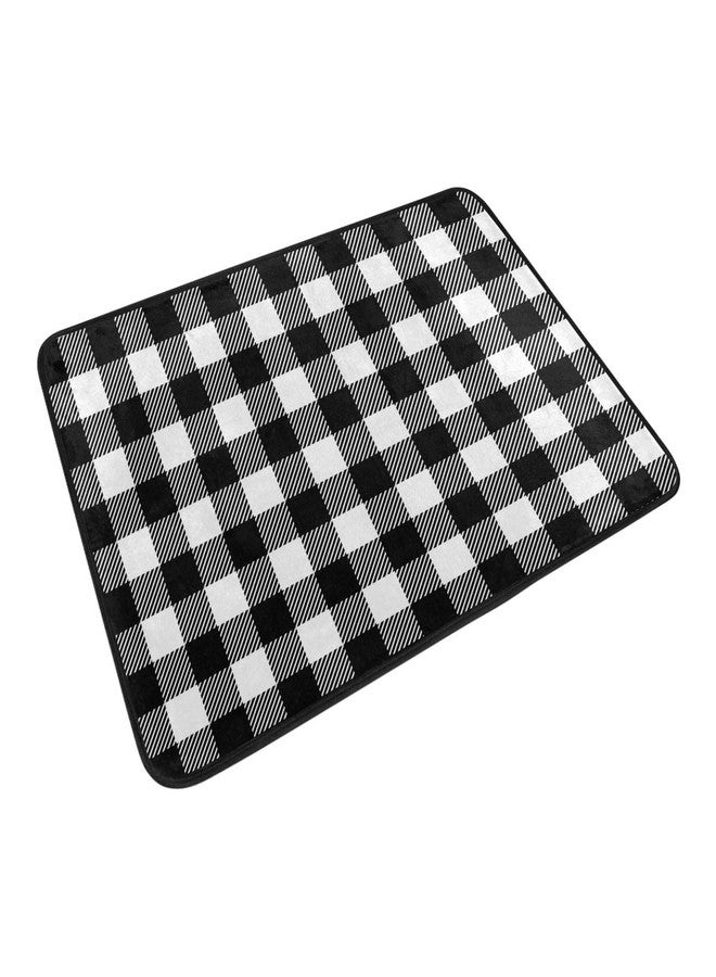 Pfrewn Checkered Plaid Doormat Non Slip Washable Buffalo Black White Plaid Welcome Indoor Outdoor Entrance Bathroom Floor Mats Christmas Home Decor, 23.6 x 15.7 inch - Image 2