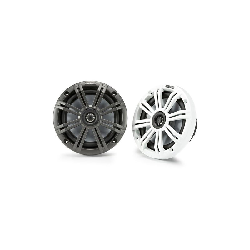 Kicker Pair Kicker 45KM654 6.5" 390w Marine Boat Speakers KM65 w/Charcoal+White Grilles - Image 1