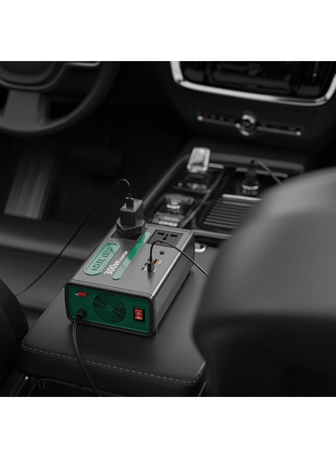 GREEN LION GC-300 Car Inverter DC to AC Converter / 300W Power / 7-in-1 Multi-Port Charging with 2 USB-A, 3 USB-C Ports / Built-in Cooling Fan & Safety Fuse - Image 2