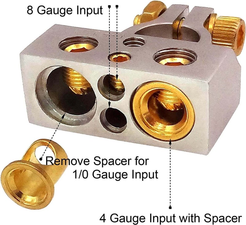 SUNMORN Heavy Duty Car Battery Connectors, 0/2/4/6/8/10 AWG, Top Post Multiple Battery Terminals (Silver) - Image 3