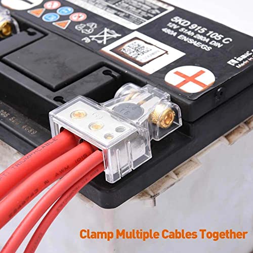 SUNMORN Heavy Duty Car Battery Connectors, 0/2/4/6/8/10 AWG, Top Post Multiple Battery Terminals (Silver) - Image 2