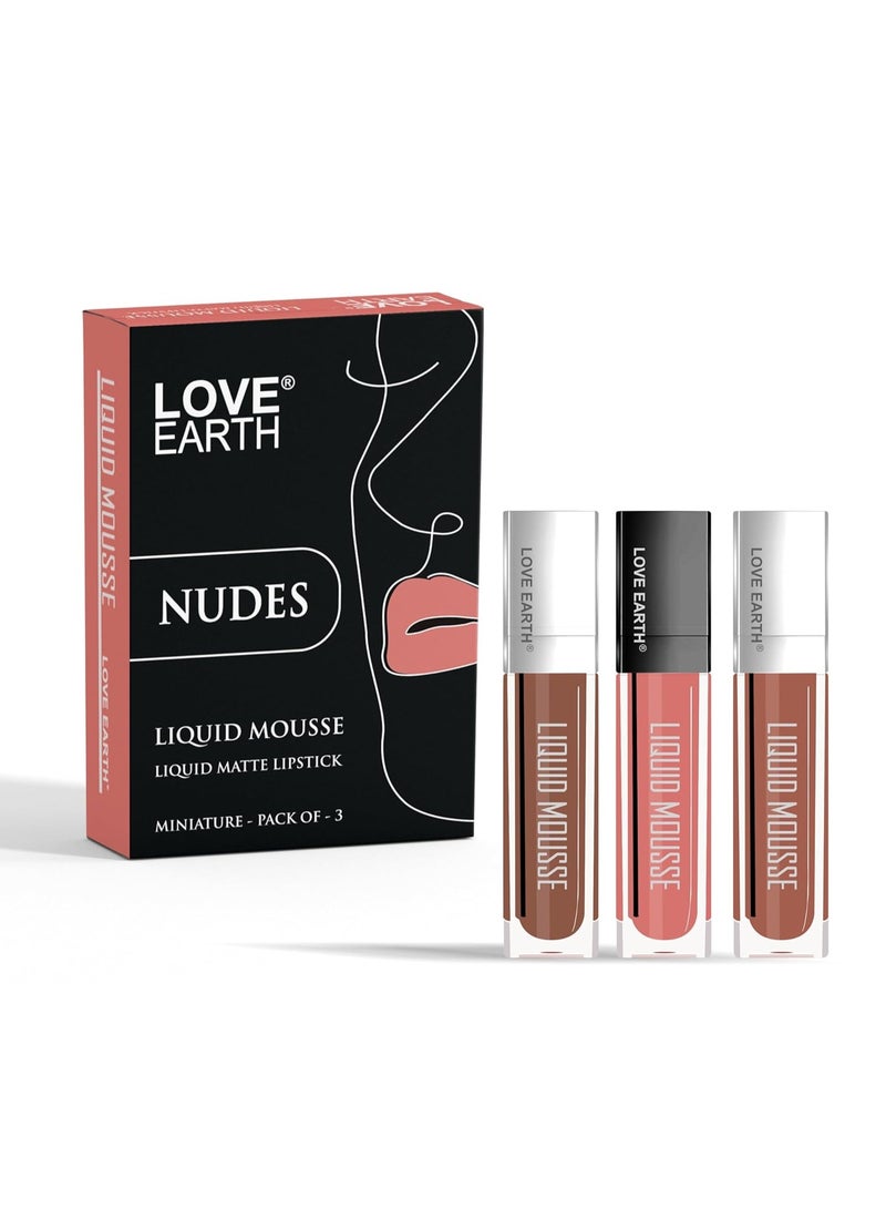 حب الارض أحمر شفاه لوف إيرث موس سائل بلمسة نهائية غير لامعة، عبوة صغيرة | خفيف الوزن، غير لزج، غير جاف، مقاوم للتحويل، ومقاوم للماء | (2 مل × 3) 6 مل - Image 4