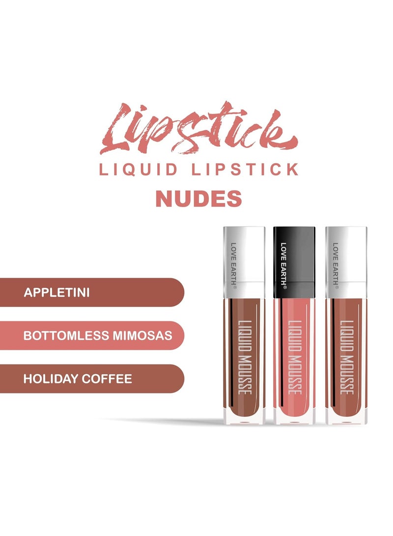 حب الارض أحمر شفاه لوف إيرث موس سائل بلمسة نهائية غير لامعة، عبوة صغيرة | خفيف الوزن، غير لزج، غير جاف، مقاوم للتحويل، ومقاوم للماء | (2 مل × 3) 6 مل - Image 5