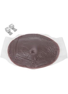 Fake Pregnancy Belly, Silicone Breathable Elastic Artificial False Pregnant Tummy, False Tummy with Hook and Loop Fasteners Transparent Shoulder Straps for(7‑8 Months 35x26x7cm / 13.8x10.2x2.8in)