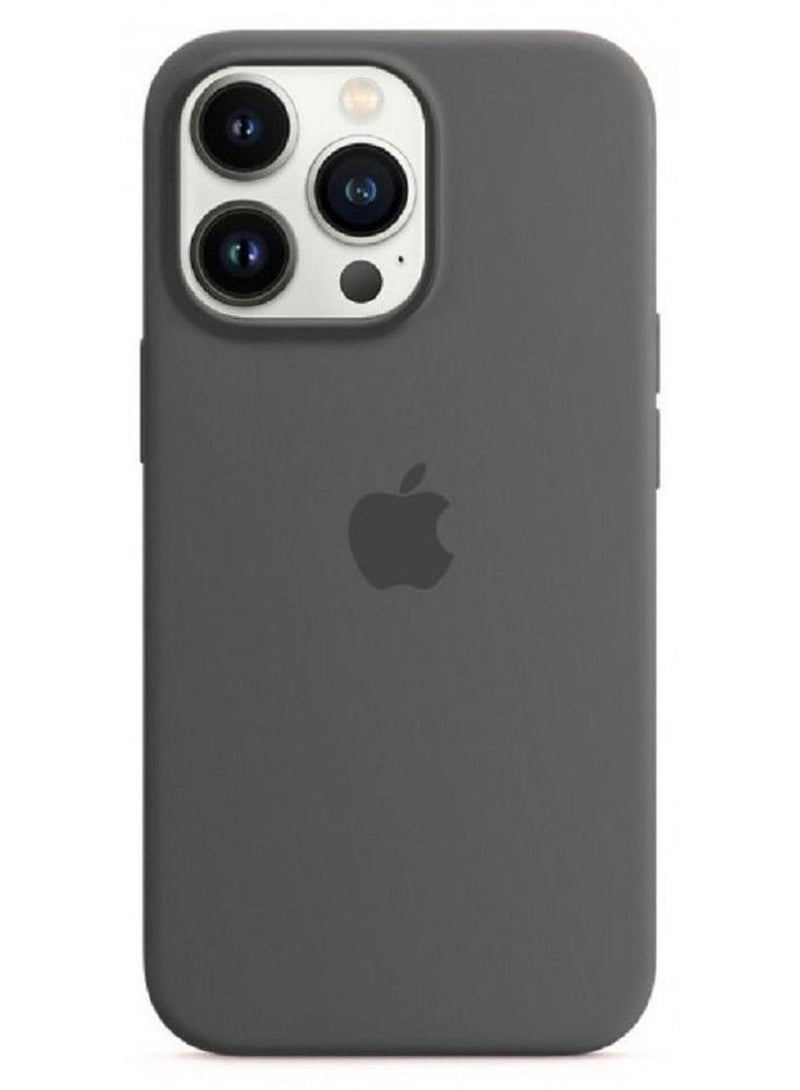 جراب سيليكون لهاتف iPhone 13 Pro Max غطاء واقٍ ناعم مقاوم للصدمات مقاس 6.7 بوصة رمادي غامق - Image 1