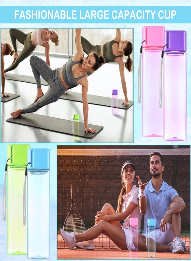 Olgaa 24 Pcs Water Bottle Bulk 16oz Kids Water Bottle Reusable Leak Portable Plastic Sports Drink Water Bottles With Handle Strap for Cycling Camping Hiking Gym Yoga (Light Pink, Purple, Green, Blue) - Image 4