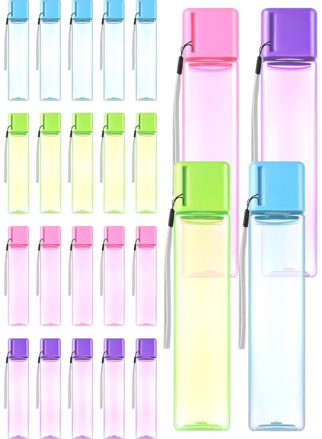 Olgaa 24 Pcs Water Bottle Bulk 16oz Kids Water Bottle Reusable Leak Portable Plastic Sports Drink Water Bottles With Handle Strap for Cycling Camping Hiking Gym Yoga (Light Pink, Purple, Green, Blue) - Image 1