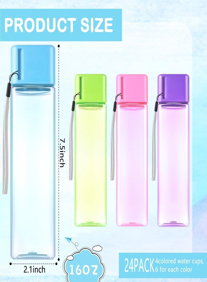 Olgaa 24 Pcs Water Bottle Bulk 16oz Kids Water Bottle Reusable Leak Portable Plastic Sports Drink Water Bottles With Handle Strap for Cycling Camping Hiking Gym Yoga (Light Pink, Purple, Green, Blue) - Image 2