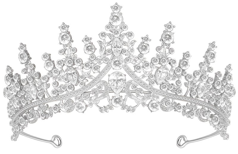 Queenship Tiara Crown for Women, Queen Tiara for Birthday Prom Bridal Party Custome Silver - Image 1