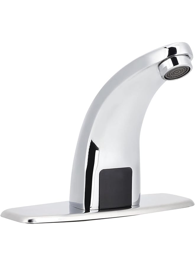 The Bros صنبور استشعار تلقائي، G1/2 بوصة من الفولاذ المقاوم للصدأ مع مدخل مياه واحد بدون لمس مع صندوق تحكم يعمل بالبطاريات لصنبور مياه الحمام المنزلي والتجاري - Image 1