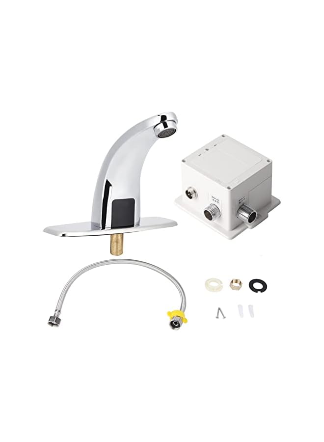 The Bros صنبور استشعار تلقائي، G1/2 بوصة من الفولاذ المقاوم للصدأ مع مدخل مياه واحد بدون لمس مع صندوق تحكم يعمل بالبطاريات لصنبور مياه الحمام المنزلي والتجاري - Image 5