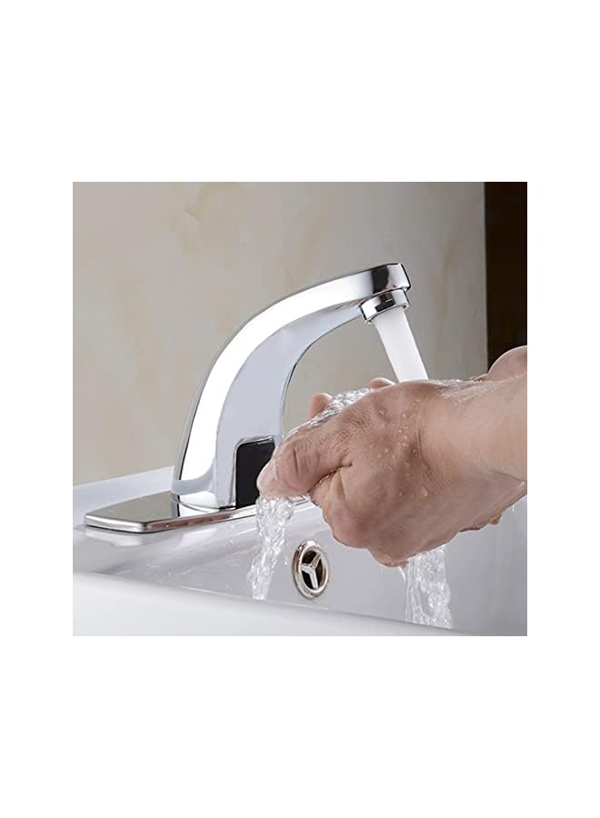 The Bros صنبور استشعار تلقائي، G1/2 بوصة من الفولاذ المقاوم للصدأ مع مدخل مياه واحد بدون لمس مع صندوق تحكم يعمل بالبطاريات لصنبور مياه الحمام المنزلي والتجاري - Image 4