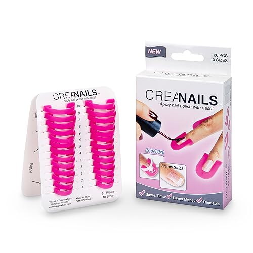 creaclip CreaNails Nail Polish Stencils for Adults - Reusable Nail Holder for Painting Nails & French Tip Strips - Spill-Proof Nail Guard Applicator & Shaper for Gel Paint, Decals - 10 Sizes, 26 Pieces - Image 2