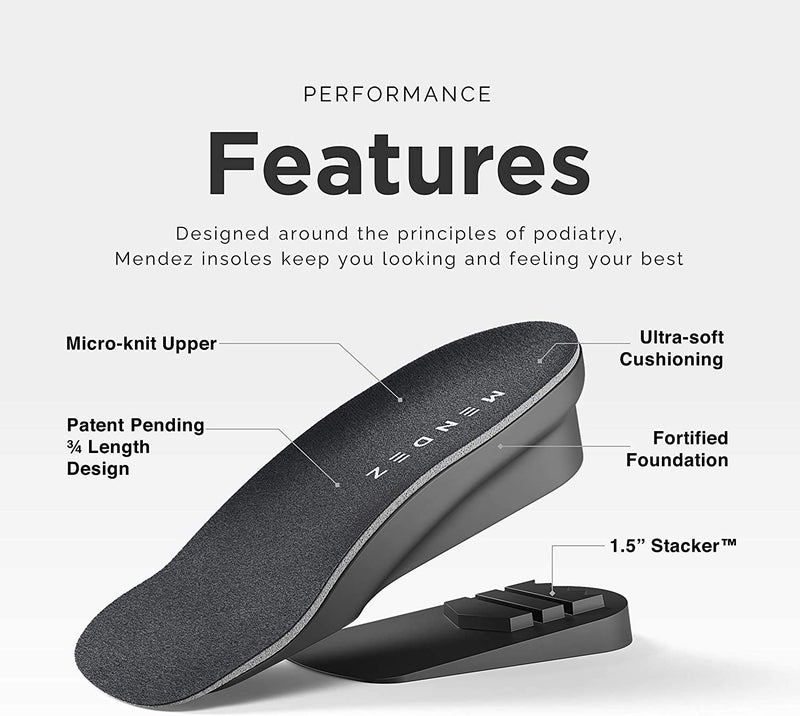 Mendez Premium Height Increase Insole - Advanced Comfort and Ergonomics, Shoe Lifts for Men & Women (Size 7-12), Heel Lifts for Shoes, Elevator Shoe, Height Increasing, 1.5 inchâ€¦ - Image 4