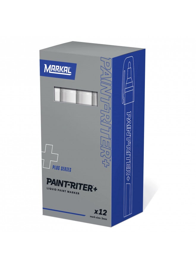 Markal 96960- Paint-Riter+ Oily Surface Liquid Paint Marker with 1/8in Bullet Tip, For Superior Marking Performance on Oily and Greasy Surfaces, White Color (Pack of 12), Made in USA - Image 2